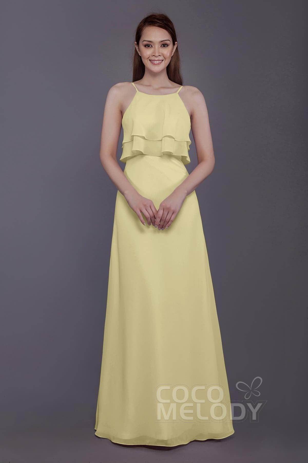 Sheath-Column Floor Length Chiffon Bridesmaid Dress PR3577 - COCOMELODY